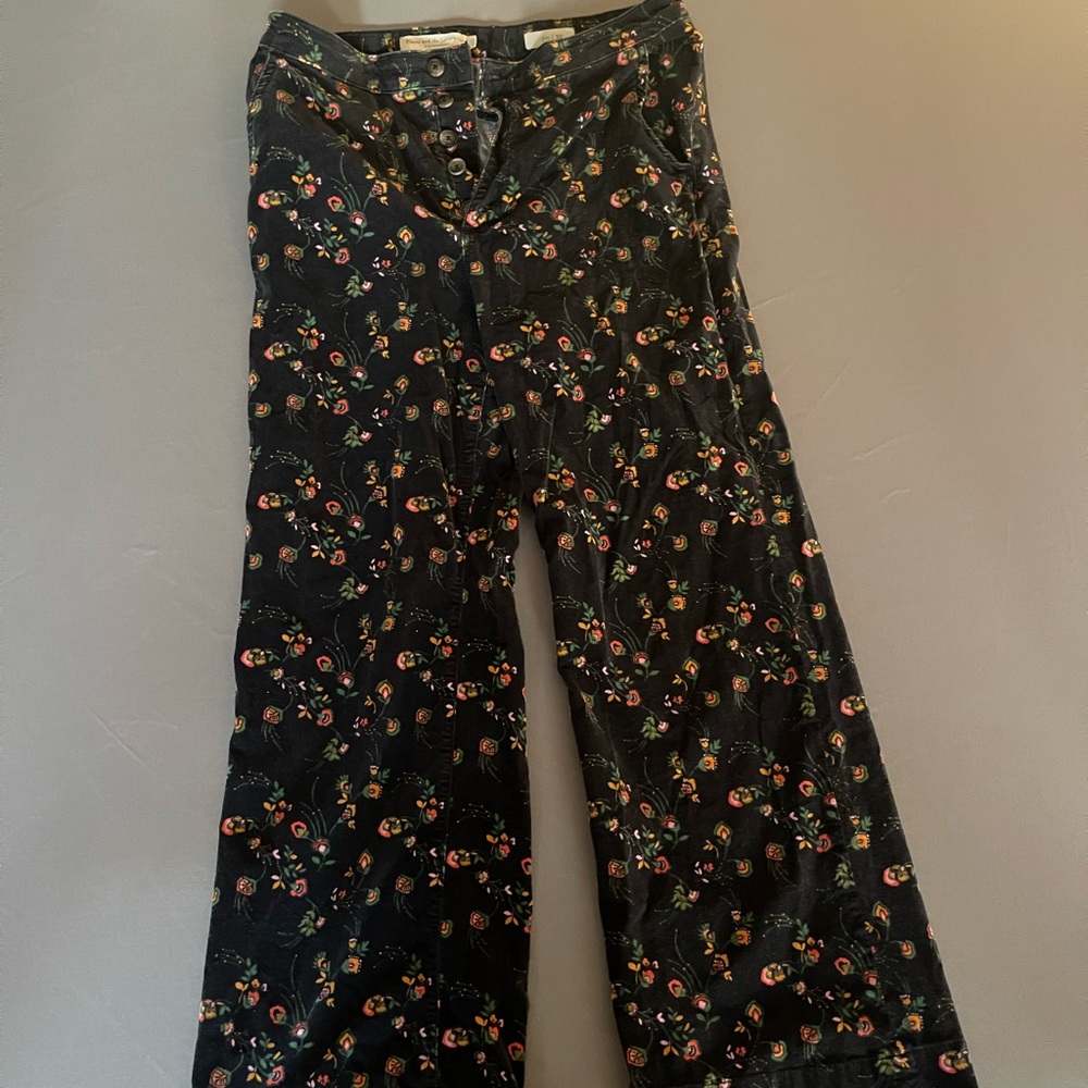 Pilcro & the Letterpress floral, button fly pants